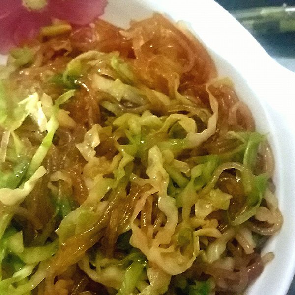 清水青青的洋白菜炒粉条做法的学习成果照