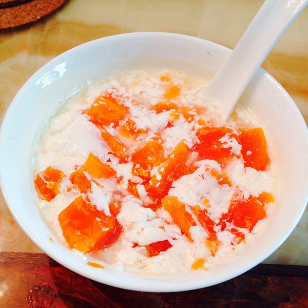 zwr131812的木瓜炖牛奶做法的学习成果照_豆