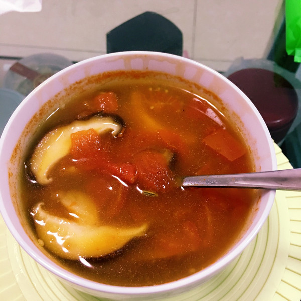 小珊做饭饭的番茄蘑菇汤做法的学习成果照