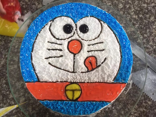 豆粉105577的哆啦A梦生日蛋糕做法的学习成