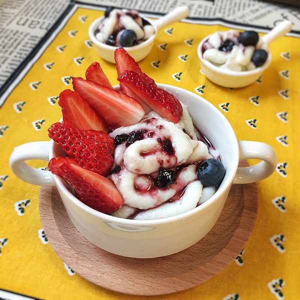 小圆子和小圆子的蓝莓山药泥做法的学习成果照