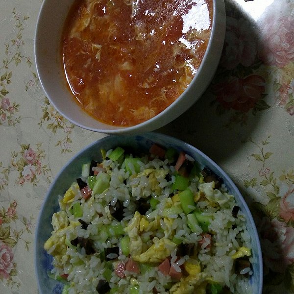 鬼点子的炒米饭+西红柿鸡蛋汤做法的学习成果