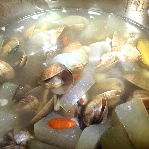 板刀面与馄饨汤的花蛤冬瓜汤做法的学习成果照