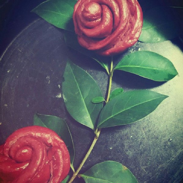 的玫瑰花馒头 火龙果版本做法的学习成果照