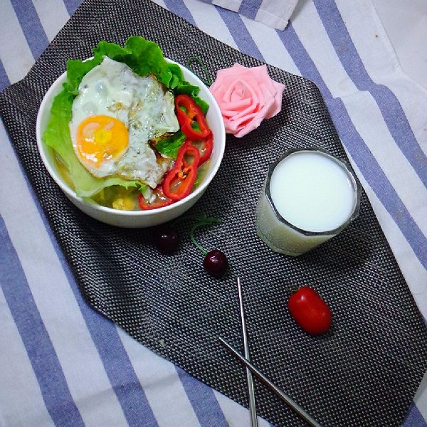 邹洁VIP的面+鸡蛋+蔬菜+水果+牛奶做法的学习